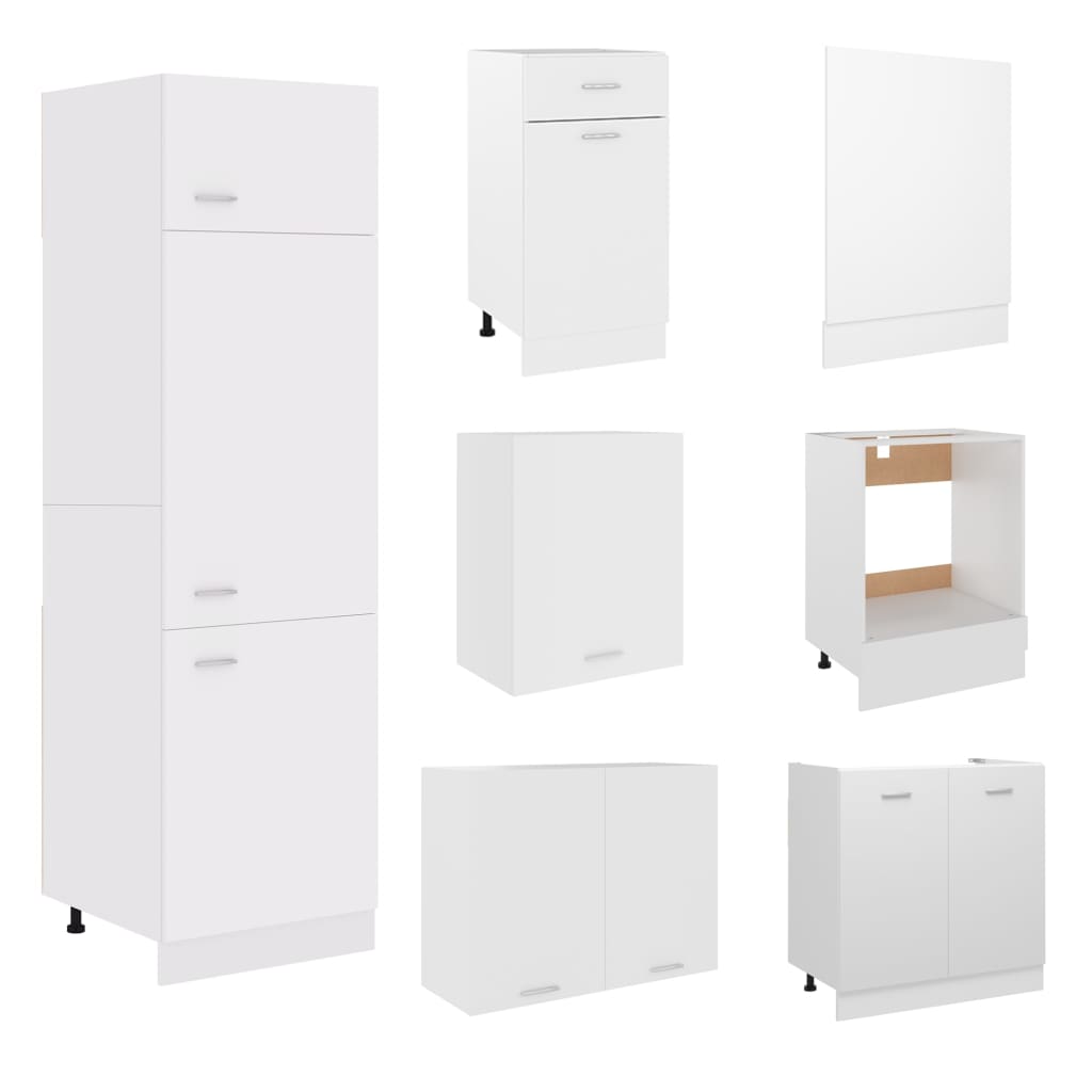 Conjunto armários de cozinha derivados de madeira Lyon branco, 7 pcs