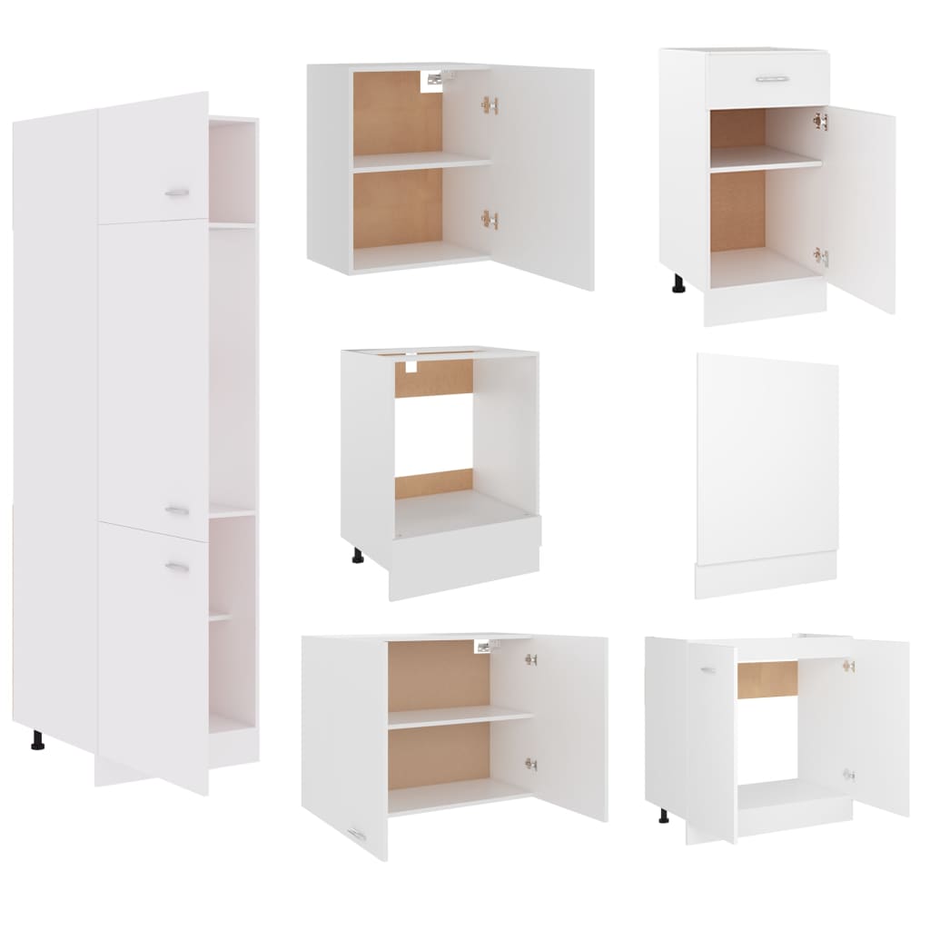 Conjunto armários de cozinha derivados de madeira Lyon branco, 7 pcs