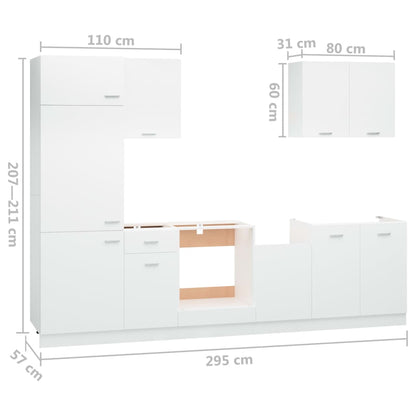 Conjunto armários de cozinha derivados de madeira Lyon branco, 7 pcs