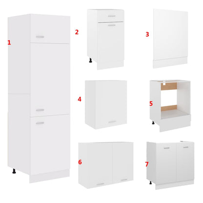 Conjunto armários de cozinha derivados de madeira Lyon branco, 7 pcs