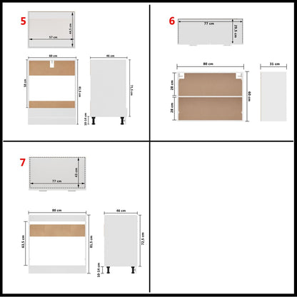 Conjunto armários de cozinha derivados de madeira Lyon branco, 7 pcs
