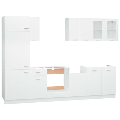 Conjunto armários de cozinha derivados de madeira Lyon branco, 8 pcs