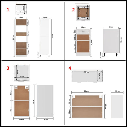 Conjunto armários de cozinha derivados de madeira Lyon branco, 8 pcs
