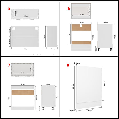 Conjunto armários de cozinha derivados de madeira Lyon branco, 8 pcs