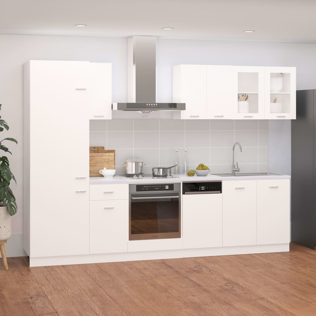 Conjunto armários de cozinha derivados de madeira Lyon branco, 8 pcs