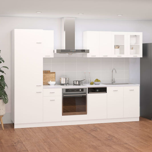 Conjunto armários de cozinha derivados de madeira Lyon branco, 8 pcs