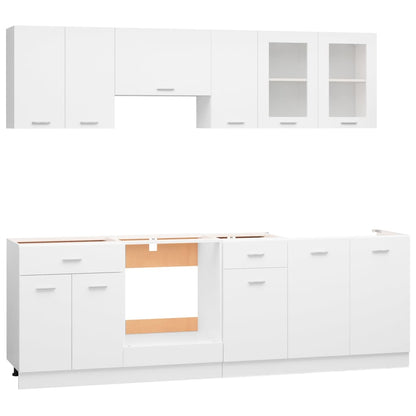 Conjunto armários de cozinha derivados de madeira Lyon branco, 8 pcs
