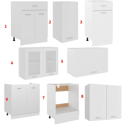 Conjunto armários de cozinha derivados de madeira Lyon branco, 8 pcs