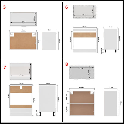 Conjunto armários de cozinha derivados de madeira Lyon branco, 8 pcs