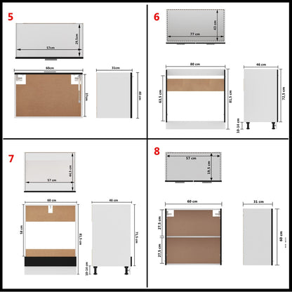 Conjunto armários de cozinha derivados de madeira preto, 8 pcs