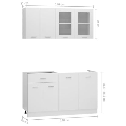 Conjunto armários de cozinha derivados de madeira Lyon branco, 4 pcs