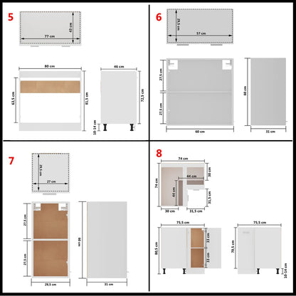 Conjunto armários de cozinha derivados de madeira Lyon branco, 11 pcs