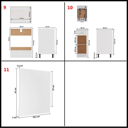Conjunto armários de cozinha derivados de madeira Lyon branco, 11 pcs