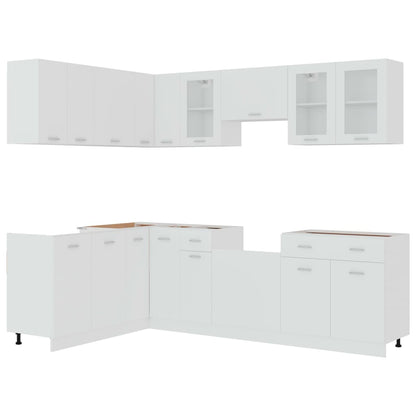 11 pcs conjunto armários de cozinha derivados de madeira Lyon branco