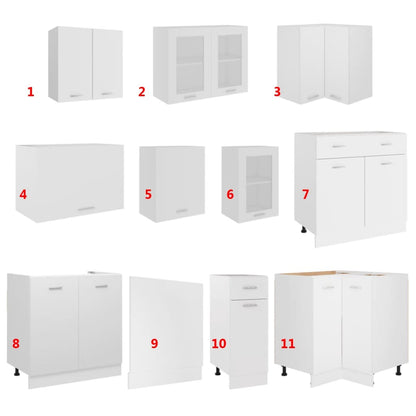 11 pcs conjunto armários de cozinha derivados de madeira Lyon branco