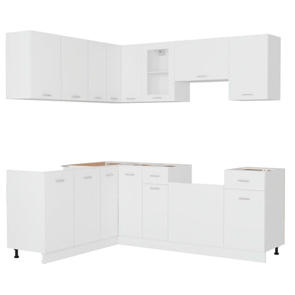 Conjunto armários de cozinha derivados de madeira Lyon branco, 11 pcs
