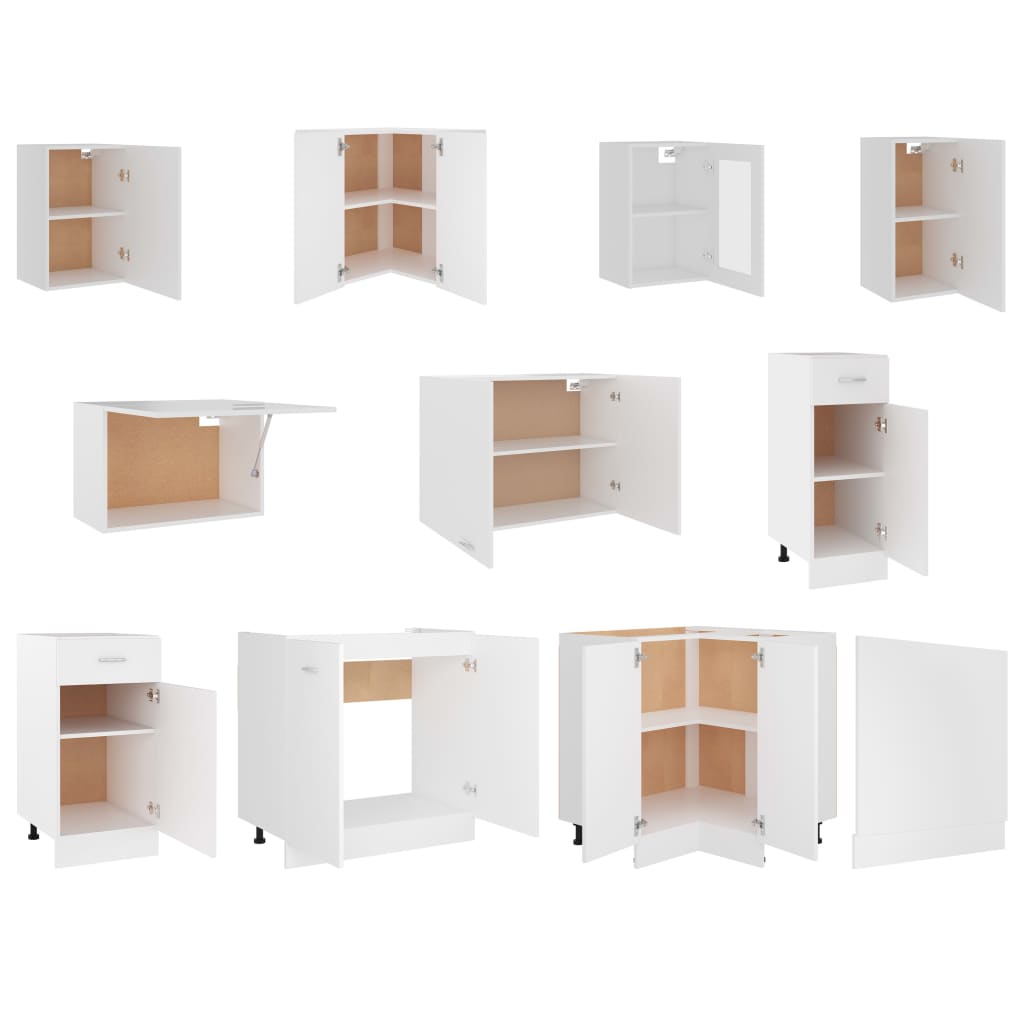 Conjunto armários de cozinha derivados de madeira Lyon branco, 11 pcs