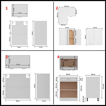 Conjunto armários de cozinha derivados de madeira Lyon branco, 11 pcs