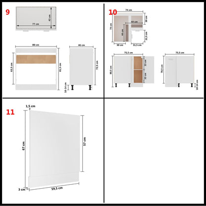 Conjunto armários de cozinha derivados de madeira Lyon branco, 11 pcs