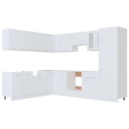 Conjunto armários de cozinha derivados de madeira Lyon branco, 14 pcs
