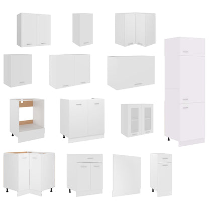 Conjunto armários de cozinha derivados de madeira Lyon branco, 14 pcs
