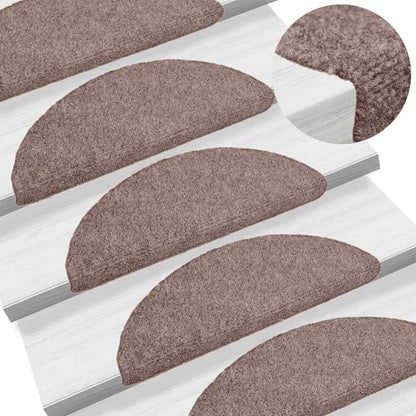 Tapetes de escada autoadesivos 10 peças 56x17x3 cm marrom claro meia-lua