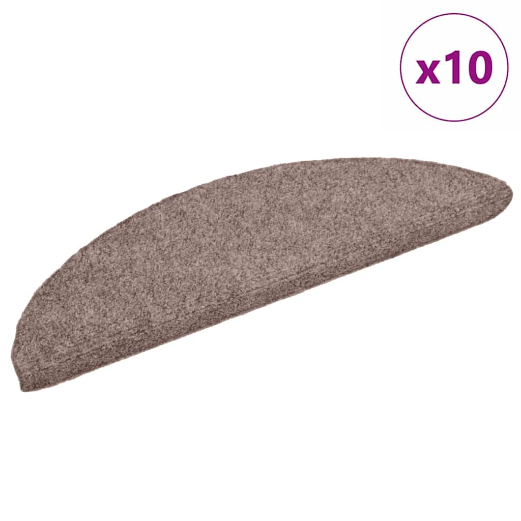 Tapetes de escada autoadesivos 10 peças 56x17x3 cm marrom claro meia-lua