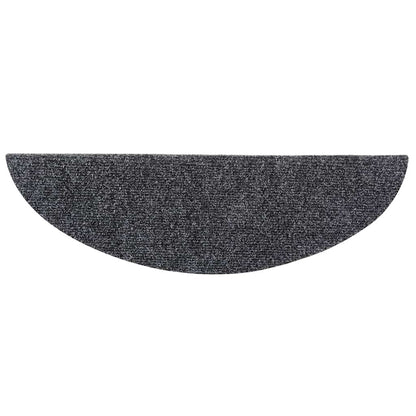 Tapetes de escada autoadesivos 5 peças 56x17x3 cm cinza escuro semicircular