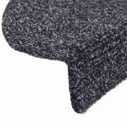 Tapetes de escada autoadesivos 5 peças 56x17x3 cm cinza escuro semicircular