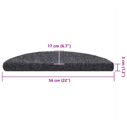 Tapetes de escada autoadesivos 5 peças 56x17x3 cm cinza escuro semicircular
