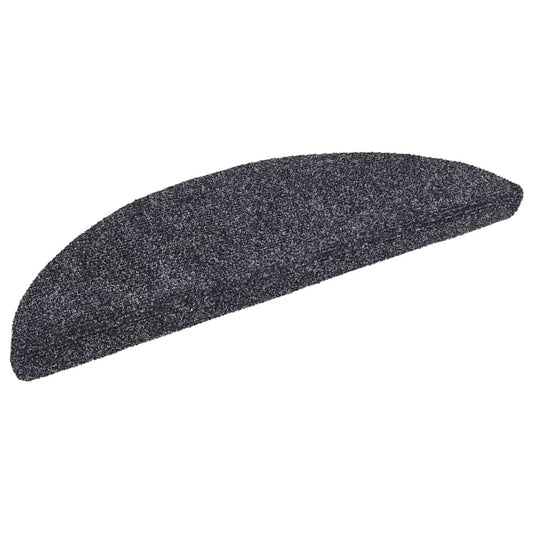 Tapetes de escada autoadesivos 10 peças 56x17x3 cm cinza escuro semicircular