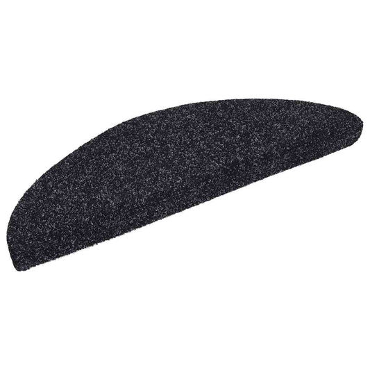 Tapetes de escada autoadesivos 10 peças 56x17x3 cm pretos semicirculares
