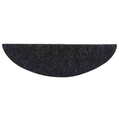 Tapetes de escada autoadesivos 10 peças 56x17x3 cm pretos semicirculares