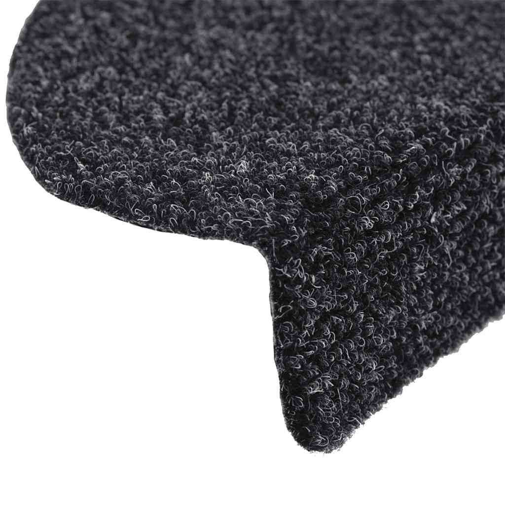 Tapetes de escada autoadesivos 10 peças 56x17x3 cm pretos semicirculares