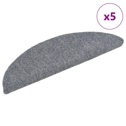 Tapetes de escada autoadesivos 5 peças 56x17x3 cm cinza claro semicircular