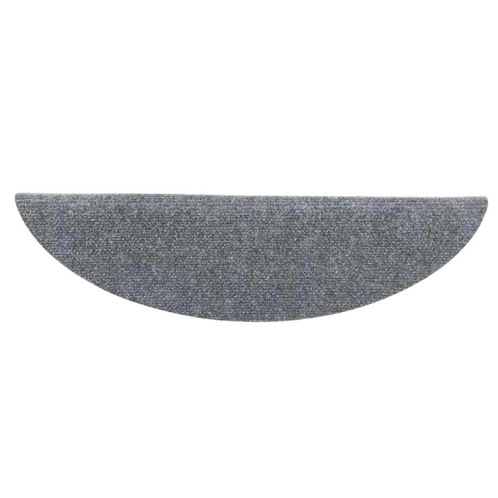 Tapetes de escada autoadesivos 5 peças 56x17x3 cm cinza claro semicircular