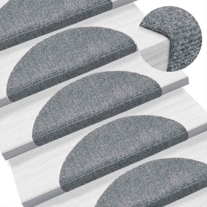 Tapetes de escada autoadesivos 5 peças 56x17x3 cm cinza claro semicircular