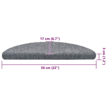 Tapetes de escada autoadesivos 5 peças 56x17x3 cm cinza claro semicircular