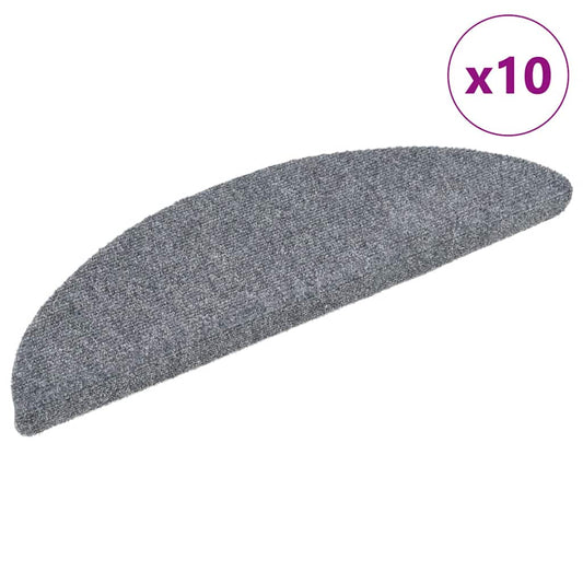 Tapetes de escada autoadesivos 10 pcs 56x17x3 cm cinzento-claro
