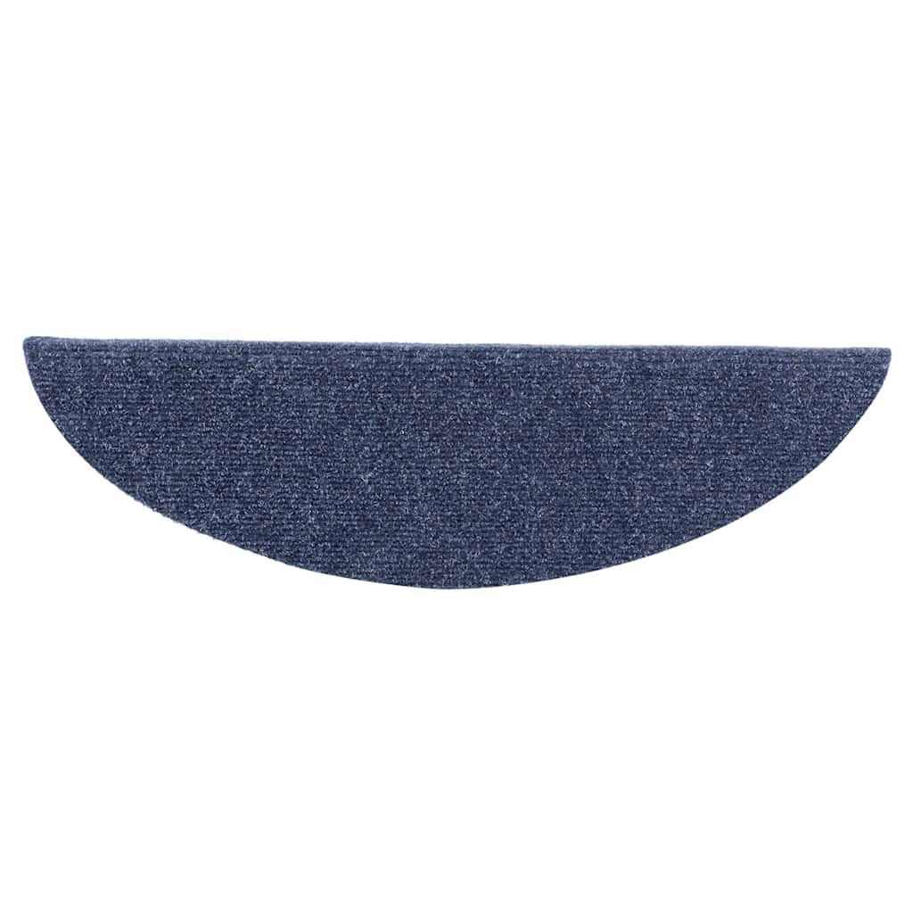Tapetes de escada autoadesivos 5 peças 56x17x3 cm azul meia-lua