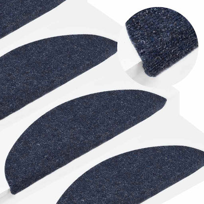 Tapetes de escada autoadesivos 5 peças 56x17x3 cm azul meia-lua