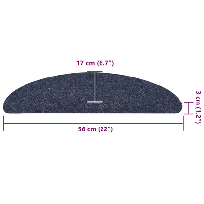Tapetes de escada autoadesivos 5 peças 56x17x3 cm azul meia-lua