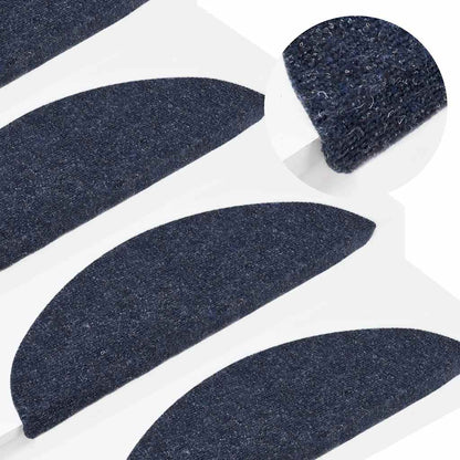Tapetes de escada autoadesivos 10 peças 56x17x3 cm azul meia-lua
