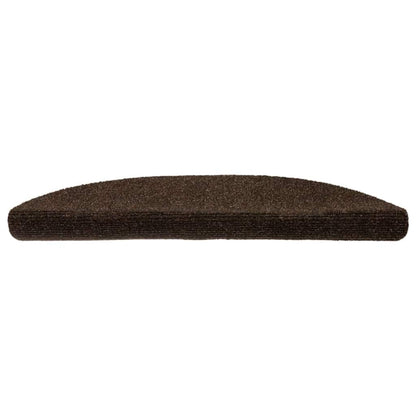 Tapetes de escada autoadesivos 5 peças 56x17x3 cm marrom semicircular