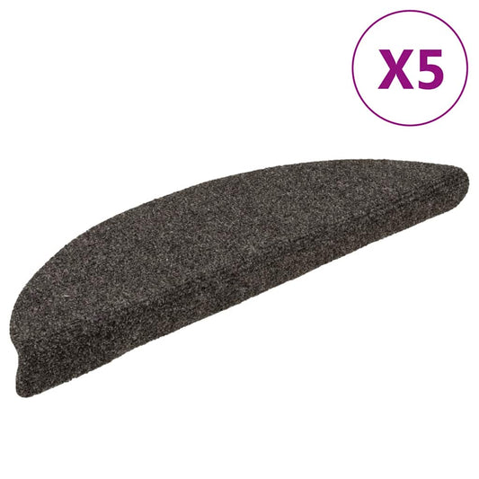 Tapetes de escada autoadesivos 5 peças 56x17x3 cm antracite meia-lua