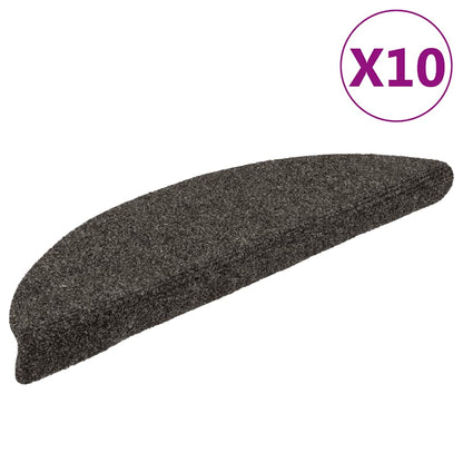 Tapetes de escada autoadesivos 10 peças 56x17x3 cm antracite meia-lua