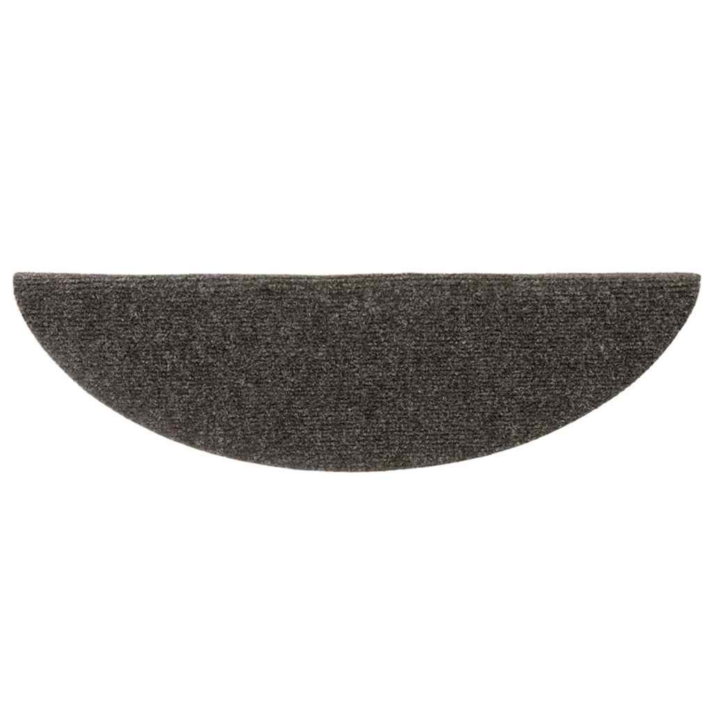 Tapetes de escada autoadesivos 10 peças 56x17x3 cm antracite meia-lua
