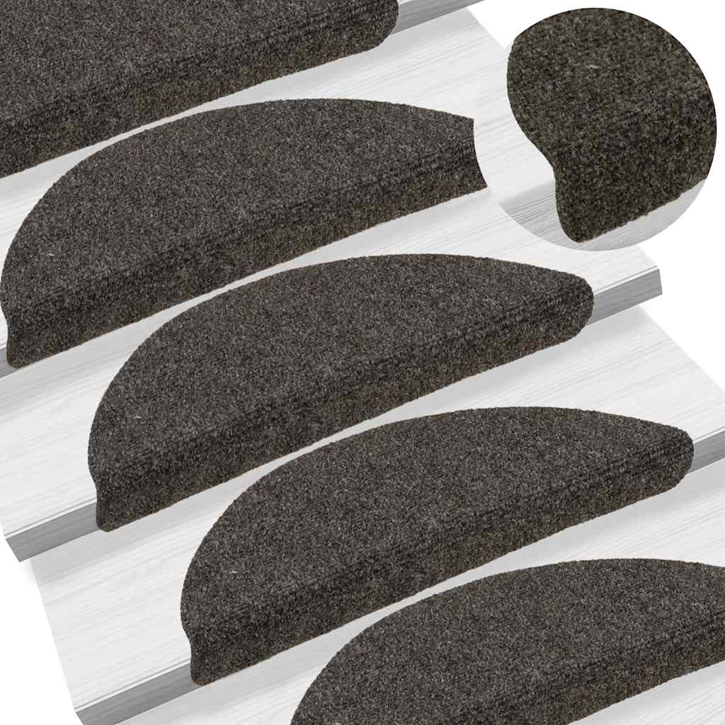 Tapetes de escada autoadesivos 10 peças 56x17x3 cm antracite meia-lua