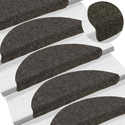 Tapetes de escada autoadesivos 10 peças 56x17x3 cm antracite meia-lua