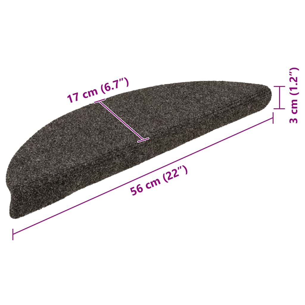 Tapetes de escada autoadesivos 10 peças 56x17x3 cm antracite meia-lua
